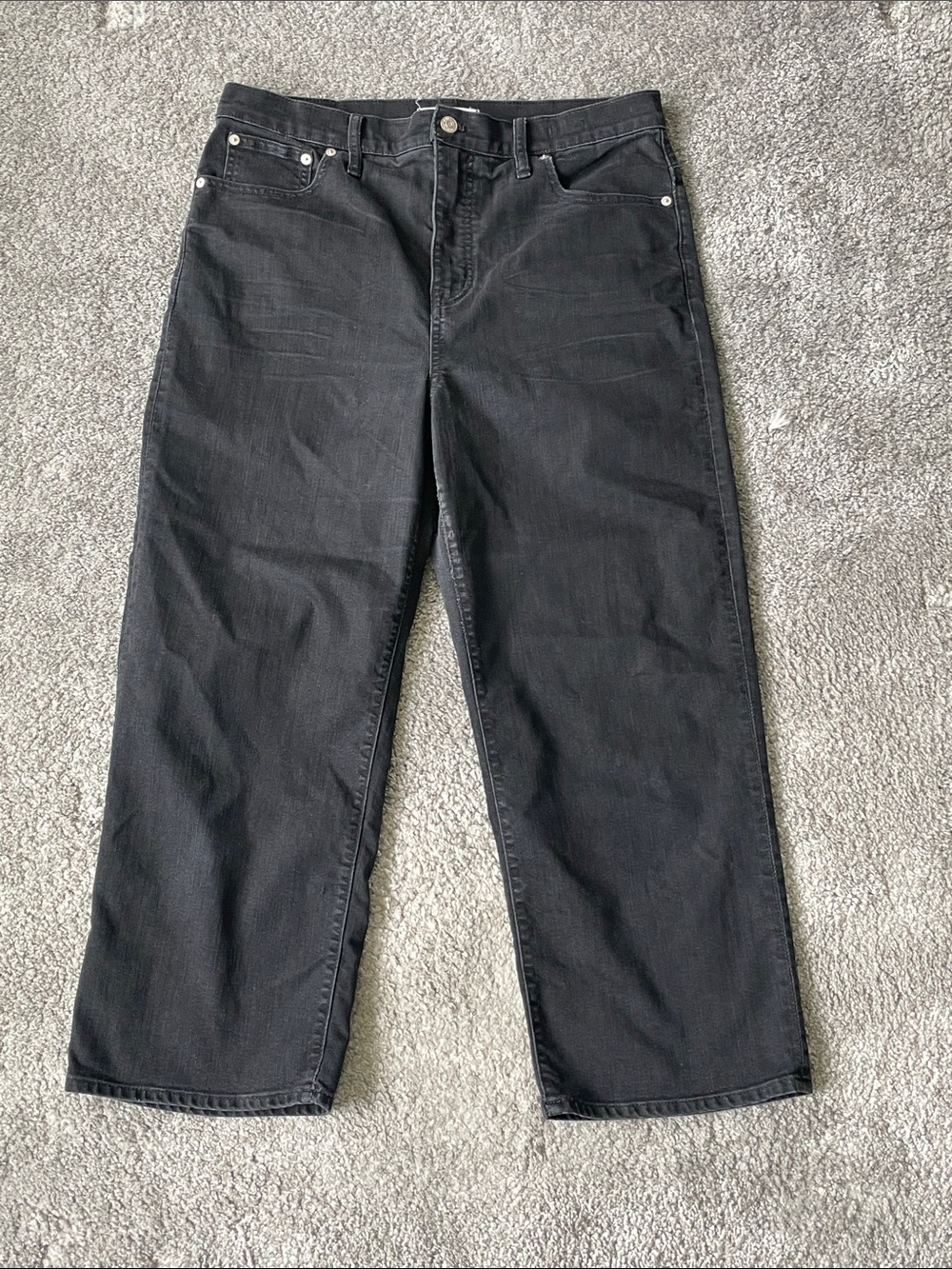 VGC Madewell Slim Wide Leg Cropped Black Jeans - Size 32